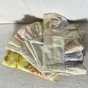5/$35 Vintage Floral and Striped Ruffled Pillowcases Lot x4